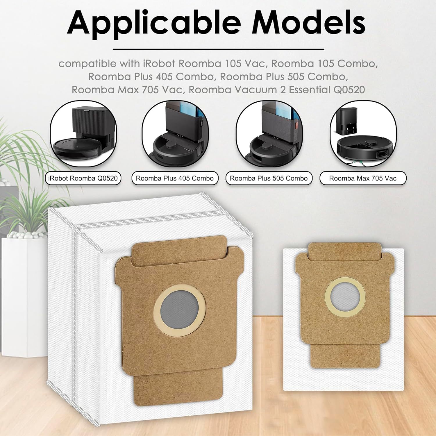 Dust Bags for iRobot Roomba Plus 405/505 Combo, AutoWash™ Self-Empty Dock Replacement Bags