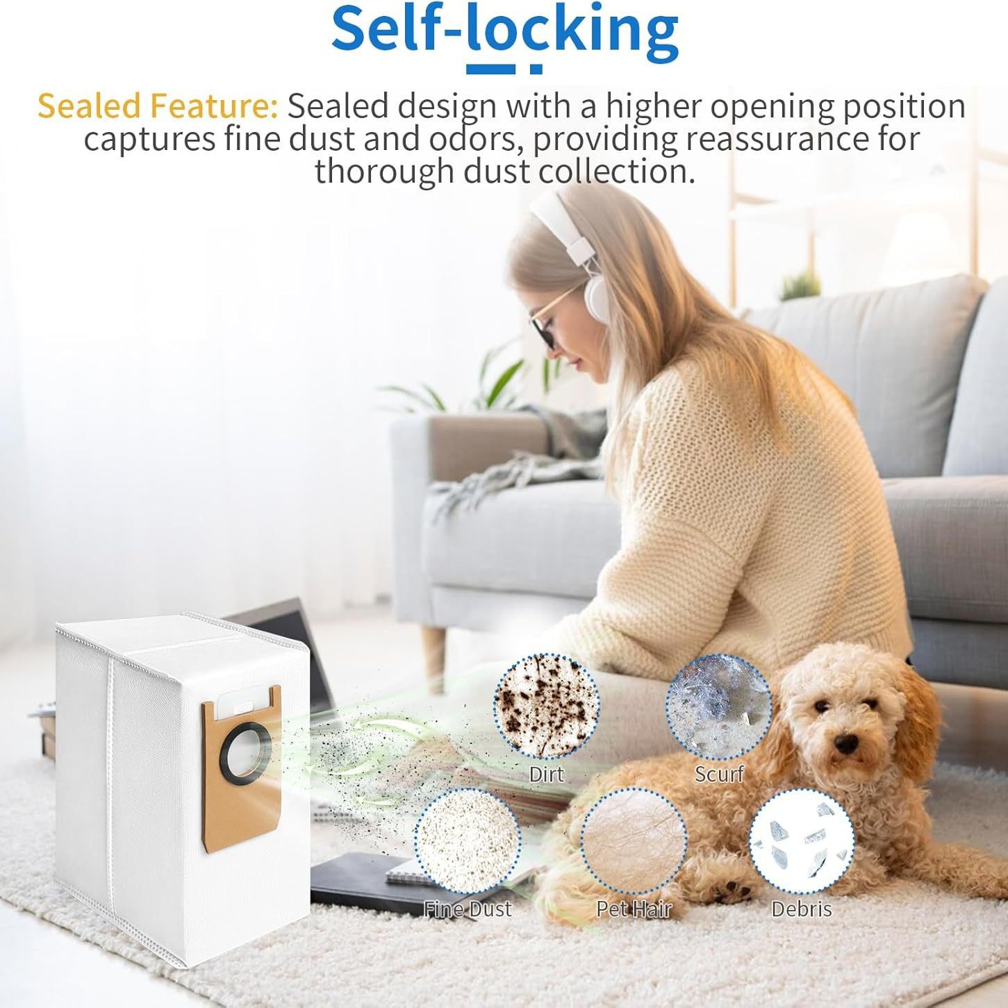 Hygiene Dust Bags for Eufy Omni S1 / S1 Pro Omni, 2.5L Capacity, Auto-Seal Replacement Bags for 10-in-1 UniClean Self-Empty Station