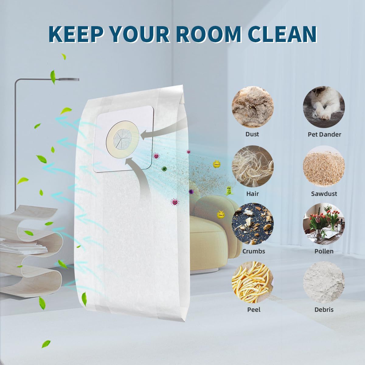 Replacement Dust Bags for Bissell Style 7 / Style 1, OEM #32120 / 30861, Compatible with PowerForce, PowerGlide, Lift-Off, CleanView & Samsung 5000/7000 Series Upright Vacuums (3-Pack)