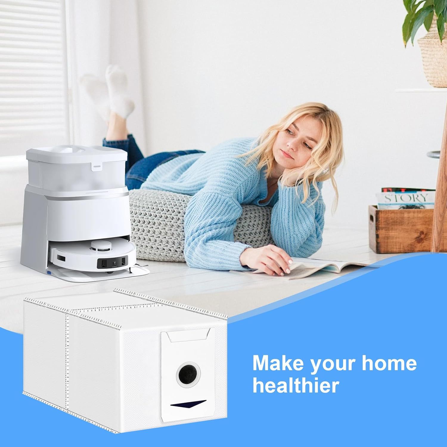 Antibacterial Dust Bags for ECOVACS DEEBOT T30 / T30 Max / T30 Pro OMNI, 3L Large Capacity, E11 Filtration, Auto-Seal, Replacement Accessories