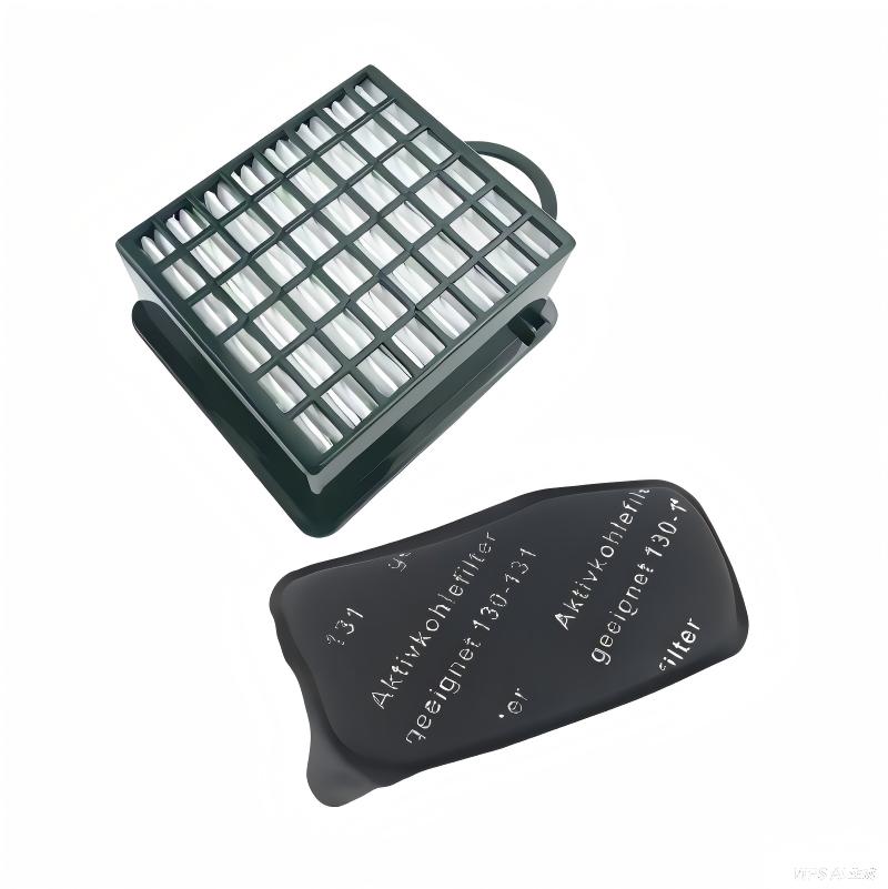 Filter Set for Vorwerk Kobold VK130 VK131 VF131, Motor HEPA Filter + Activated Carbon Odor Filter