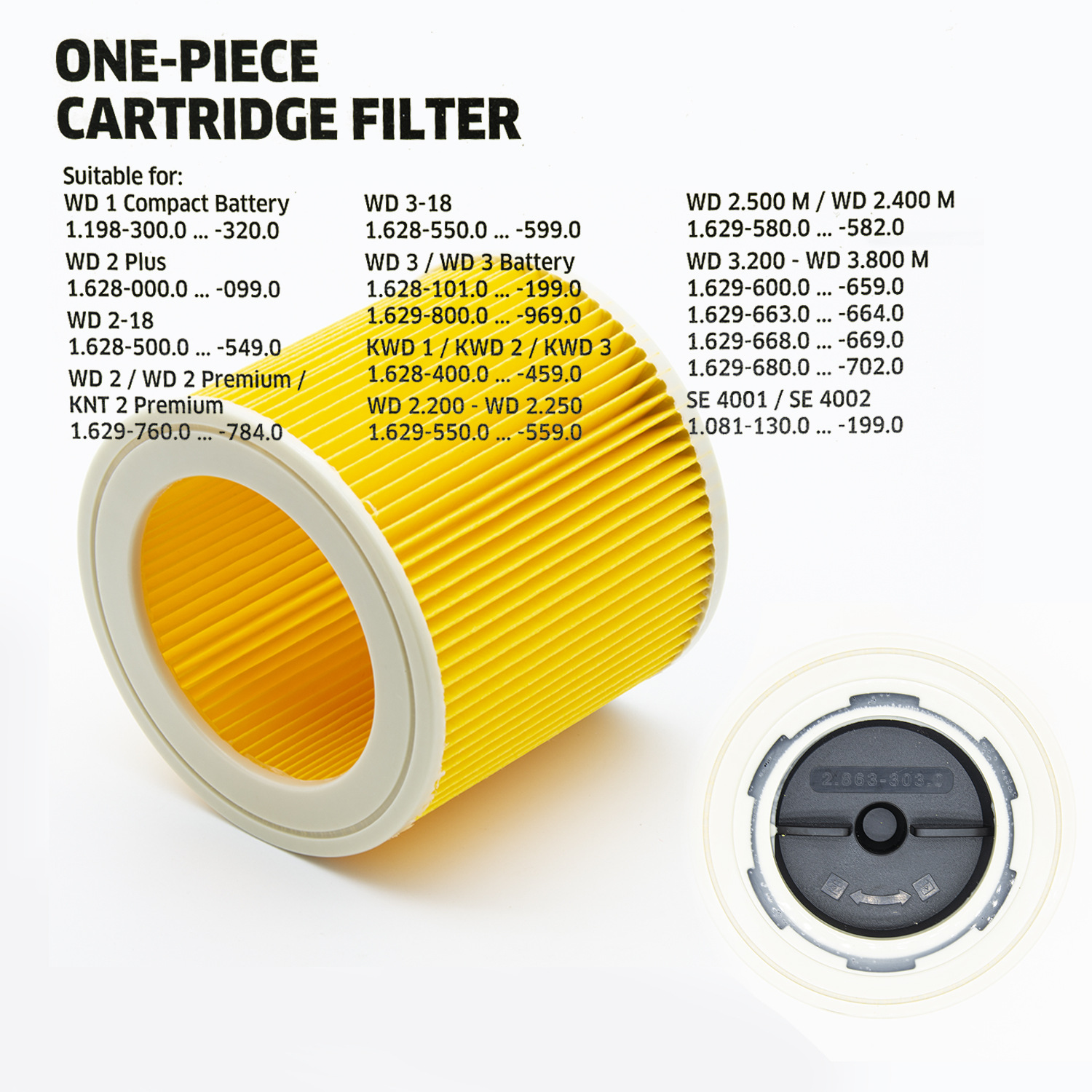 Karcher 2.863-303.0 Filter Replacement, Compatible with Karcher Wet & Dry Vacuums, Replaces Part # 28633030 / KFI 3310