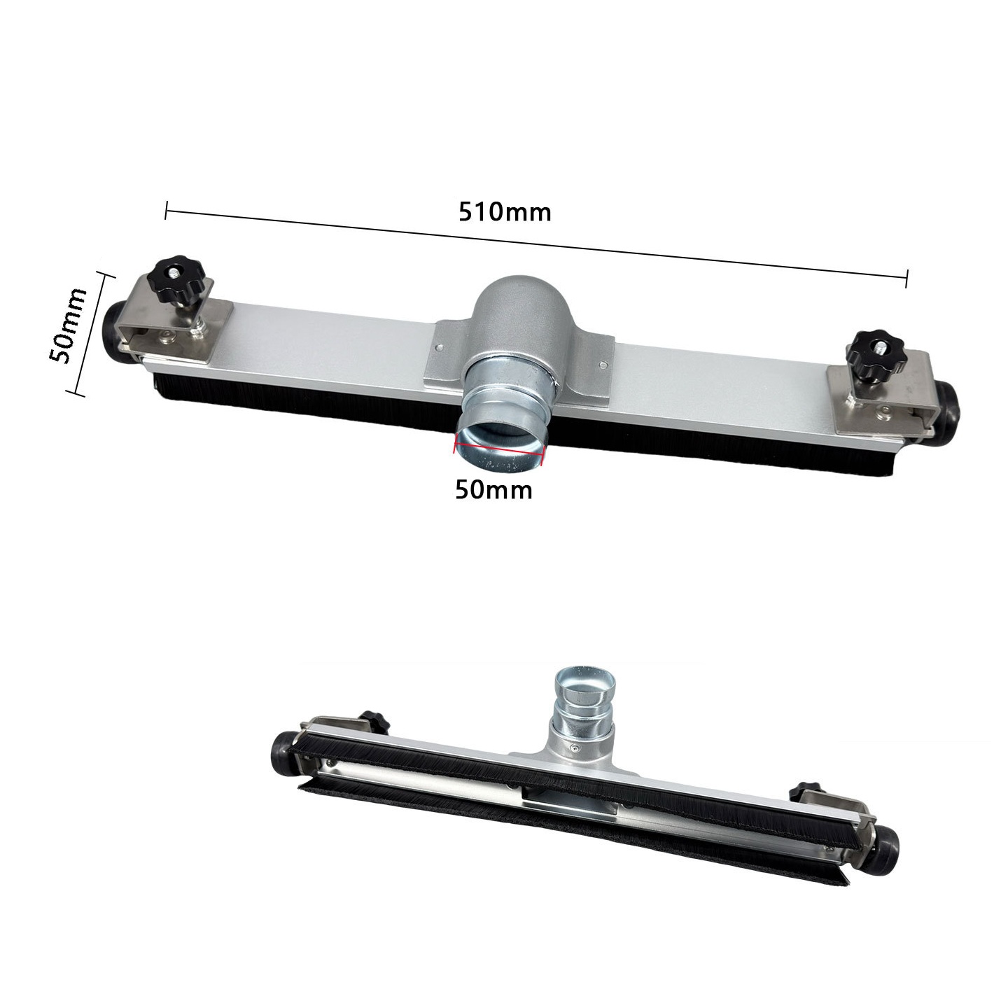 Industrial Vacuum Floor Squeegee Head, 500/510/530mm Aluminum Water Recovery Squeegee Nozzle with 50mm Hose Fitting, Wet Dry Vacuum Floor Tool & Connector Adapters Kit